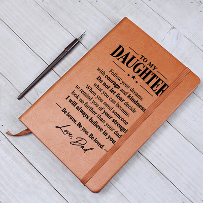 Load image into Gallery viewer, To My Daughter Journal from Dad - Follow Your Dreams | Vegan Leather Notebook
