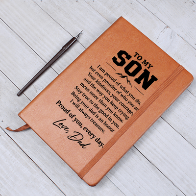 Load image into Gallery viewer, To My Son Journal from Dad - Proud of Your Heart | Vegan Leather Gift
