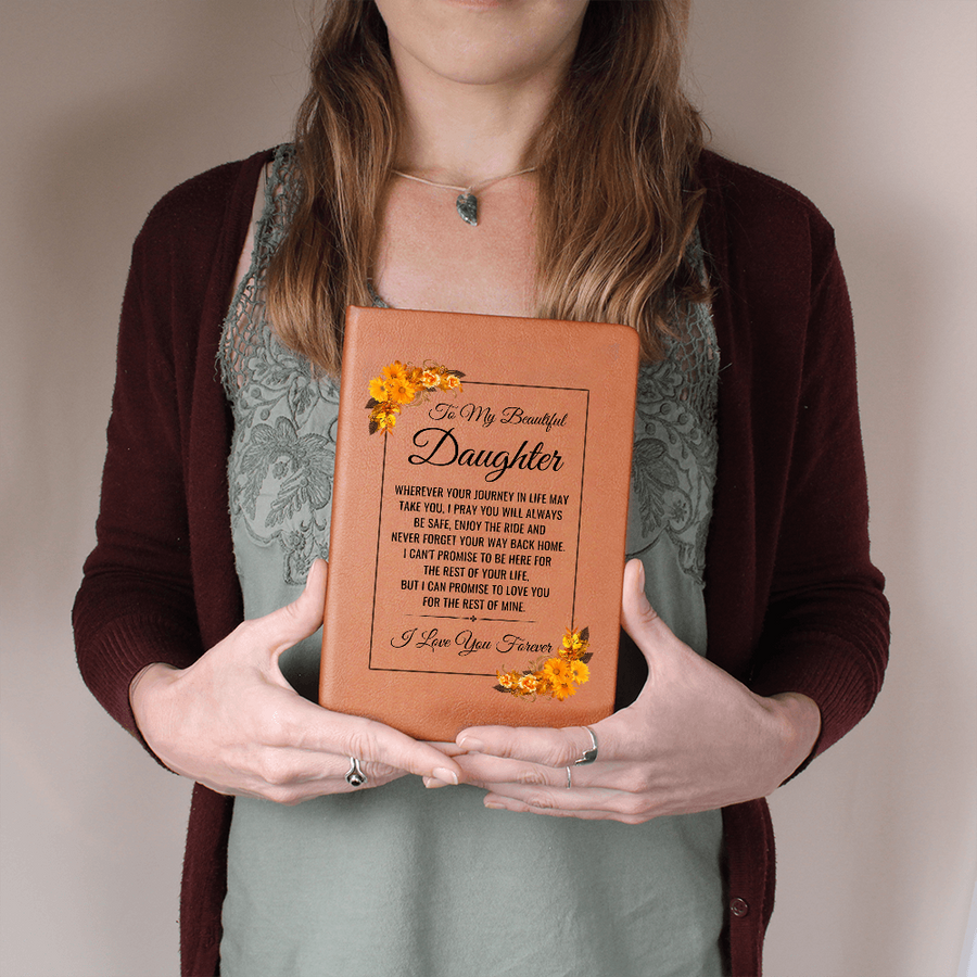 To My Daughter Journal – Leather Gift from Mom or Dad, Lined Notebook for Birthday or Graduation