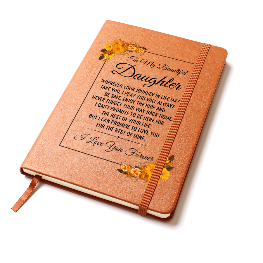 To My Daughter Journal – Leather Gift from Mom or Dad, Lined Notebook for Birthday or Graduation