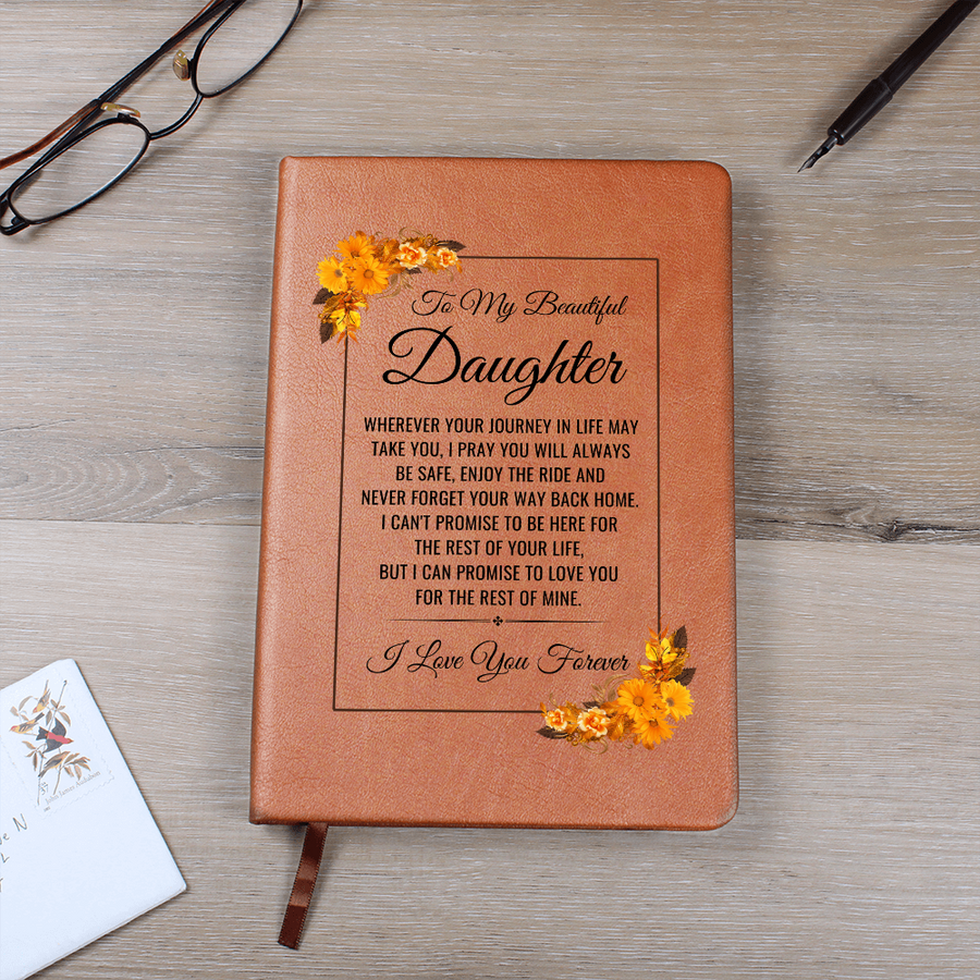 To My Daughter Journal – Leather Gift from Mom or Dad, Lined Notebook for Birthday or Graduation
