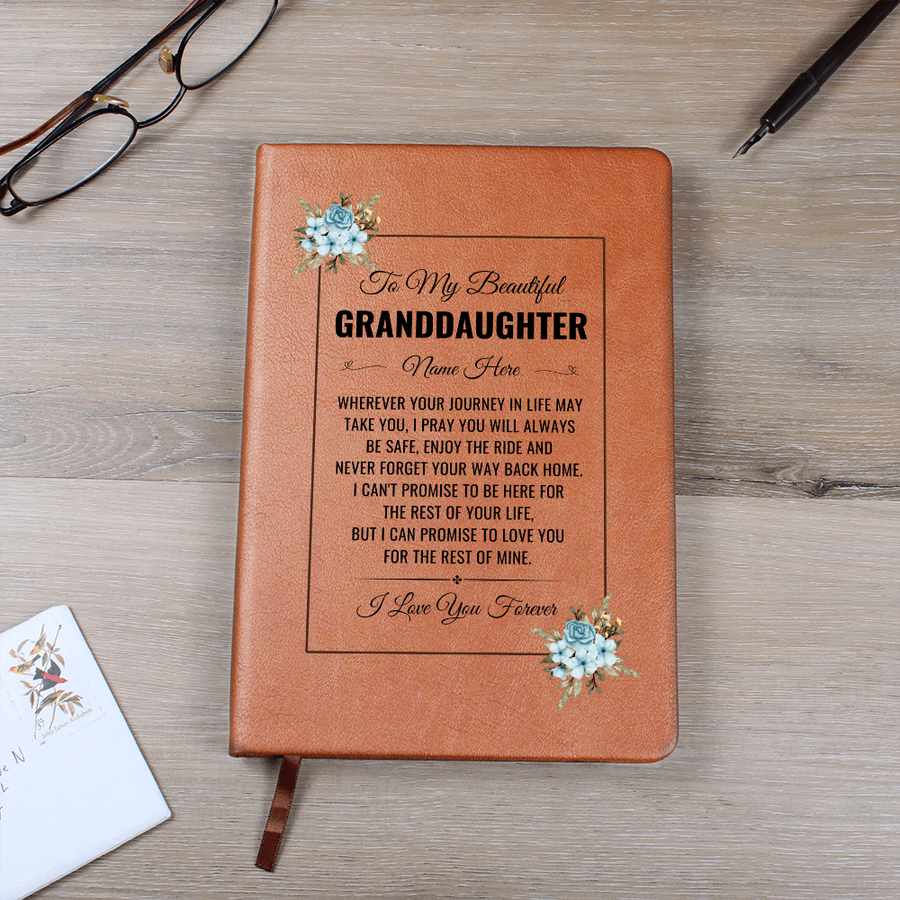 To My Granddaughter Birthday Gifts – Personalized Leather Journal Keepsake for Granddaughter