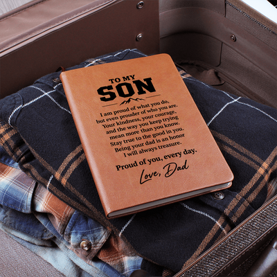 Load image into Gallery viewer, To My Son Journal from Dad - Proud of Your Heart | Vegan Leather Gift
