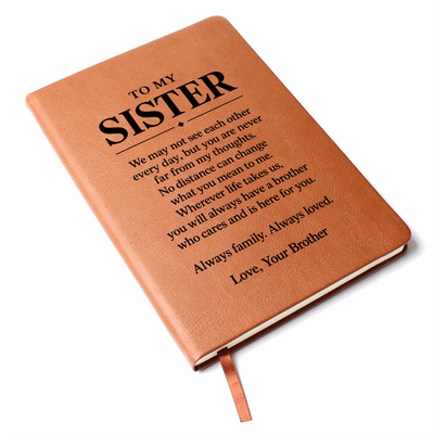 Load image into Gallery viewer, To My Sister Journal from Brother - Close at Heart | Vegan Leather Gift

