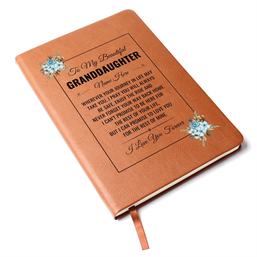 To My Granddaughter Birthday Gifts – Personalized Leather Journal Keepsake for Granddaughter
