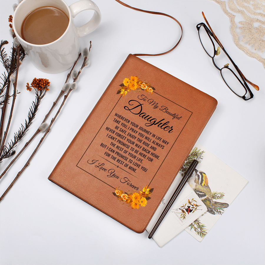 To My Daughter Journal – Leather Gift from Mom or Dad, Lined Notebook for Birthday or Graduation