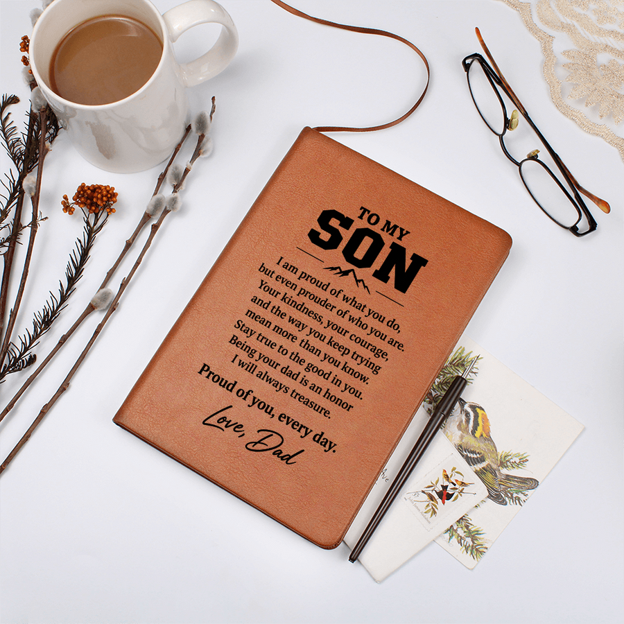 To My Son Journal from Dad - Proud of Your Heart | Vegan Leather Gift
