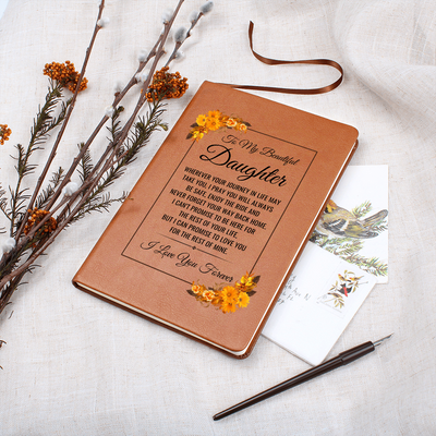 Load image into Gallery viewer, To My Daughter Journal – Leather Gift from Mom or Dad, Lined Notebook for Birthday or Graduation
