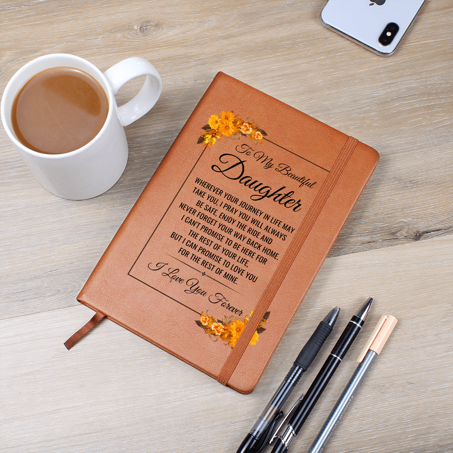 To My Daughter Journal – Leather Gift from Mom or Dad, Lined Notebook for Birthday or Graduation