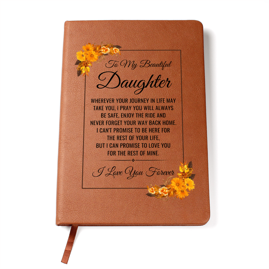 To My Daughter Journal – Leather Gift from Mom or Dad, Lined Notebook for Birthday or Graduation