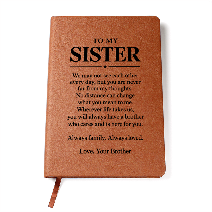 To My Sister Journal from Brother - Close at Heart | Vegan Leather Gift
