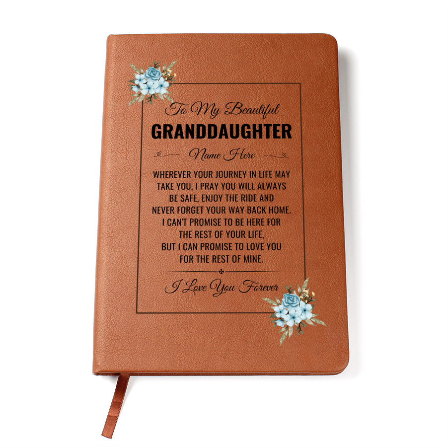 To My Granddaughter Birthday Gifts – Personalized Leather Journal Keepsake for Granddaughter