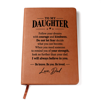 Load image into Gallery viewer, To My Daughter Journal from Dad - Follow Your Dreams | Vegan Leather Notebook
