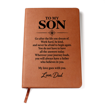 Load image into Gallery viewer, To My Son Journal from Dad - Wherever You Go | Vegan Leather Notebook Gift
