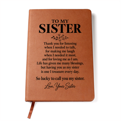 Load image into Gallery viewer, To My Sister Journal from Sister - Thank You for Everything | Leather Notebook
