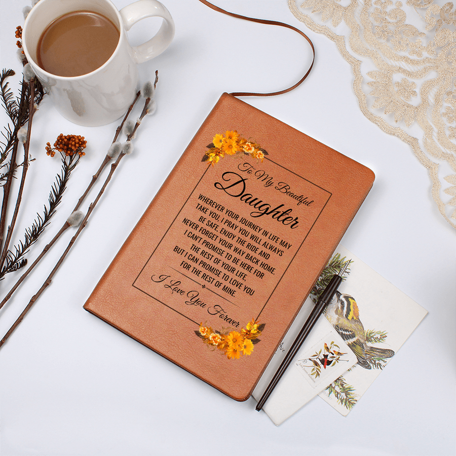 To My Daughter Journal – Leather Gift from Mom or Dad, Lined Notebook for Birthday or Graduation