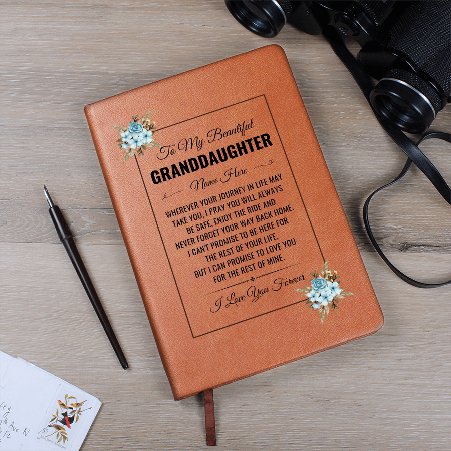 To My Granddaughter Birthday Gifts – Personalized Leather Journal Keepsake for Granddaughter