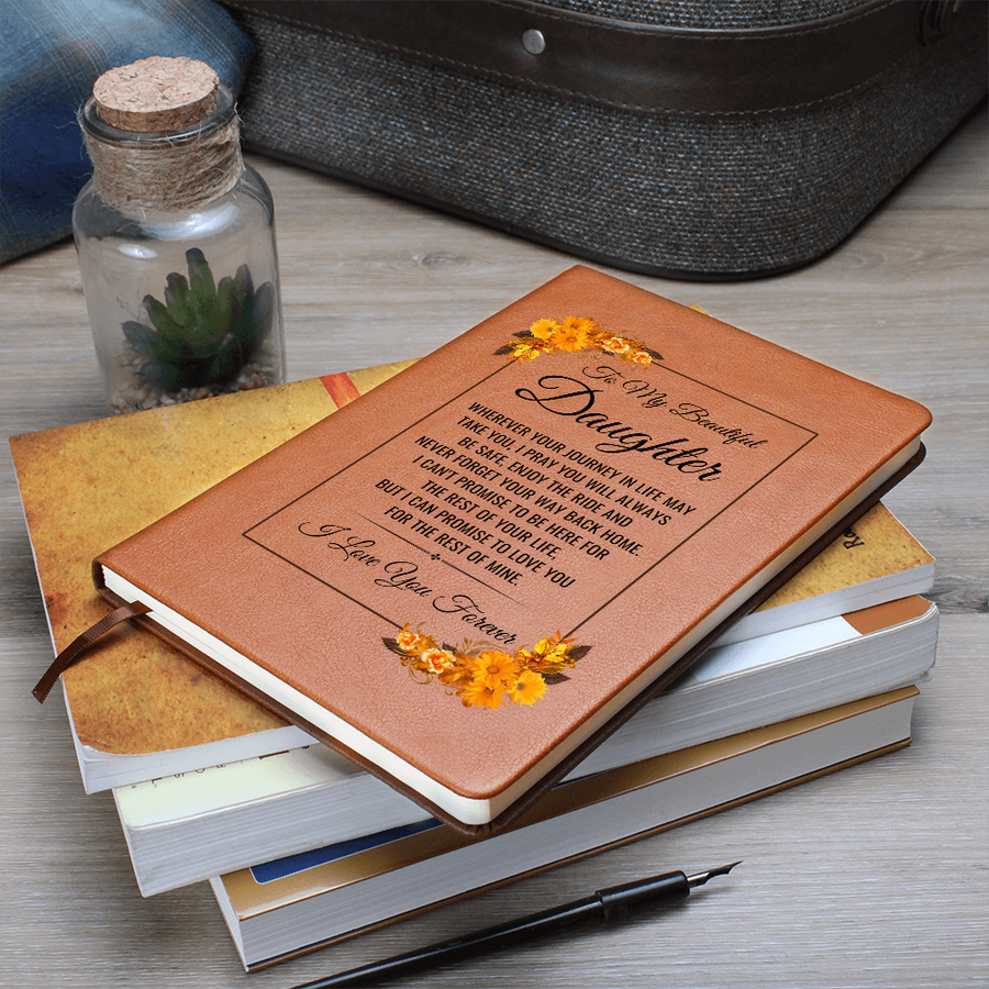 To My Daughter Journal – Leather Gift from Mom or Dad, Lined Notebook for Birthday or Graduation
