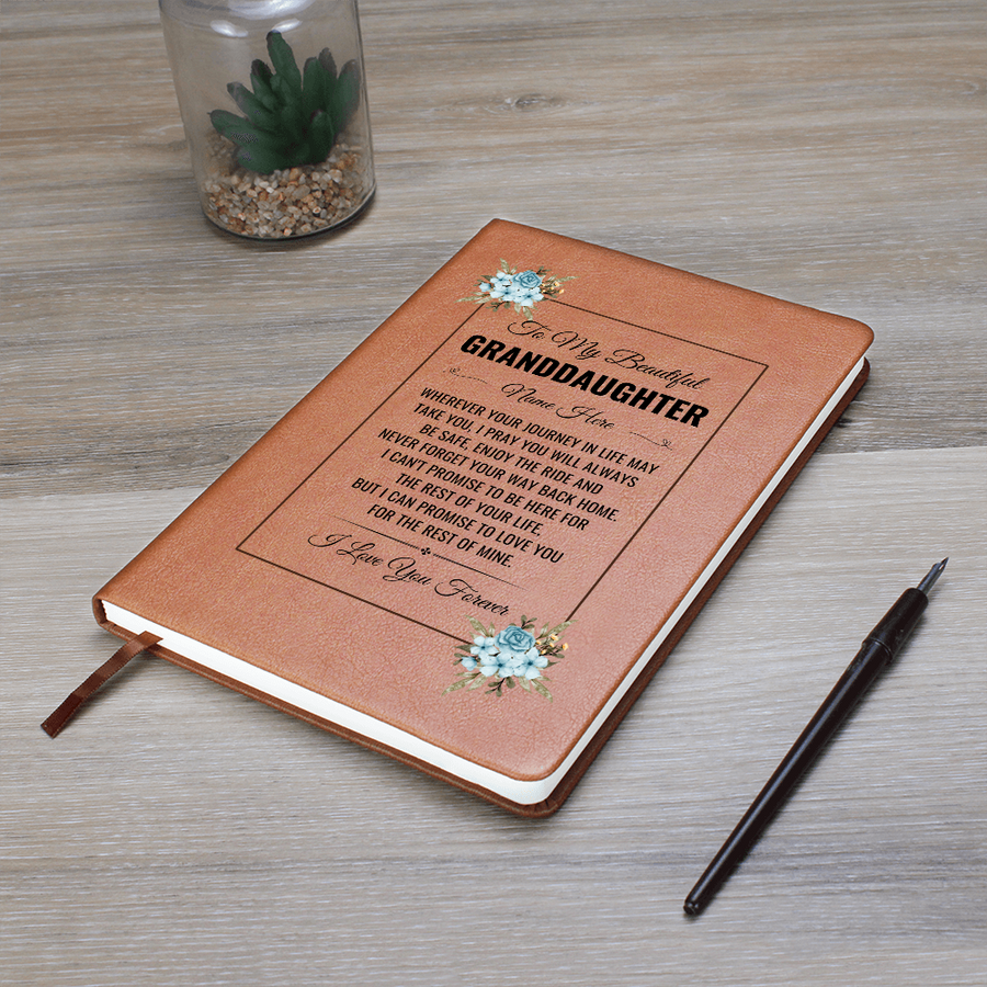 To My Granddaughter Birthday Gifts – Personalized Leather Journal Keepsake for Granddaughter