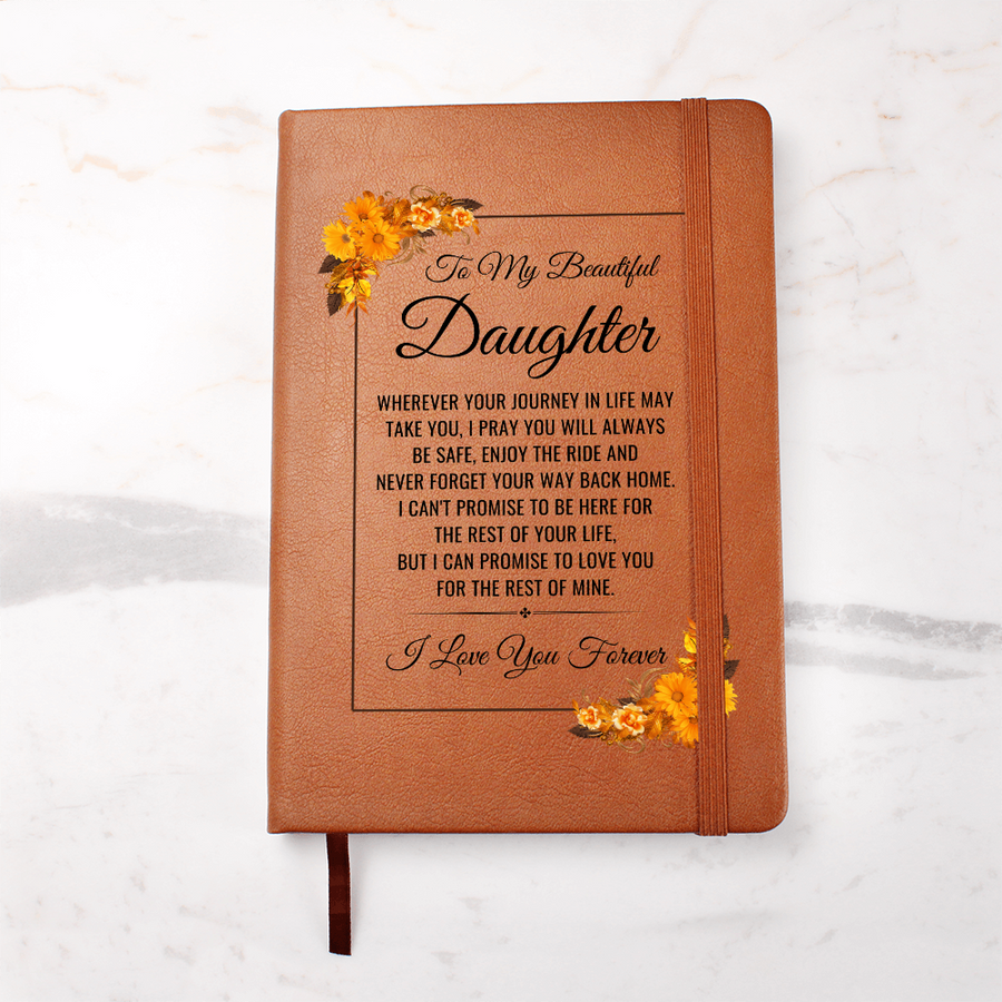 To My Daughter Journal – Leather Gift from Mom or Dad, Lined Notebook for Birthday or Graduation