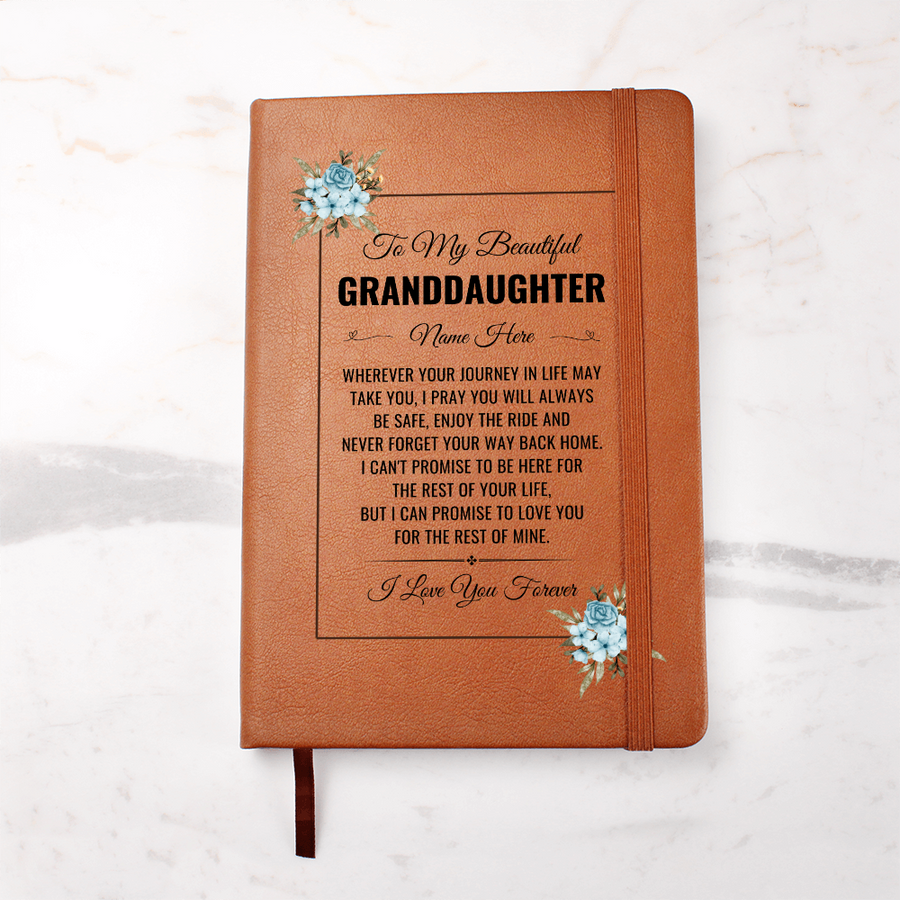 To My Granddaughter Birthday Gifts – Personalized Leather Journal Keepsake for Granddaughter