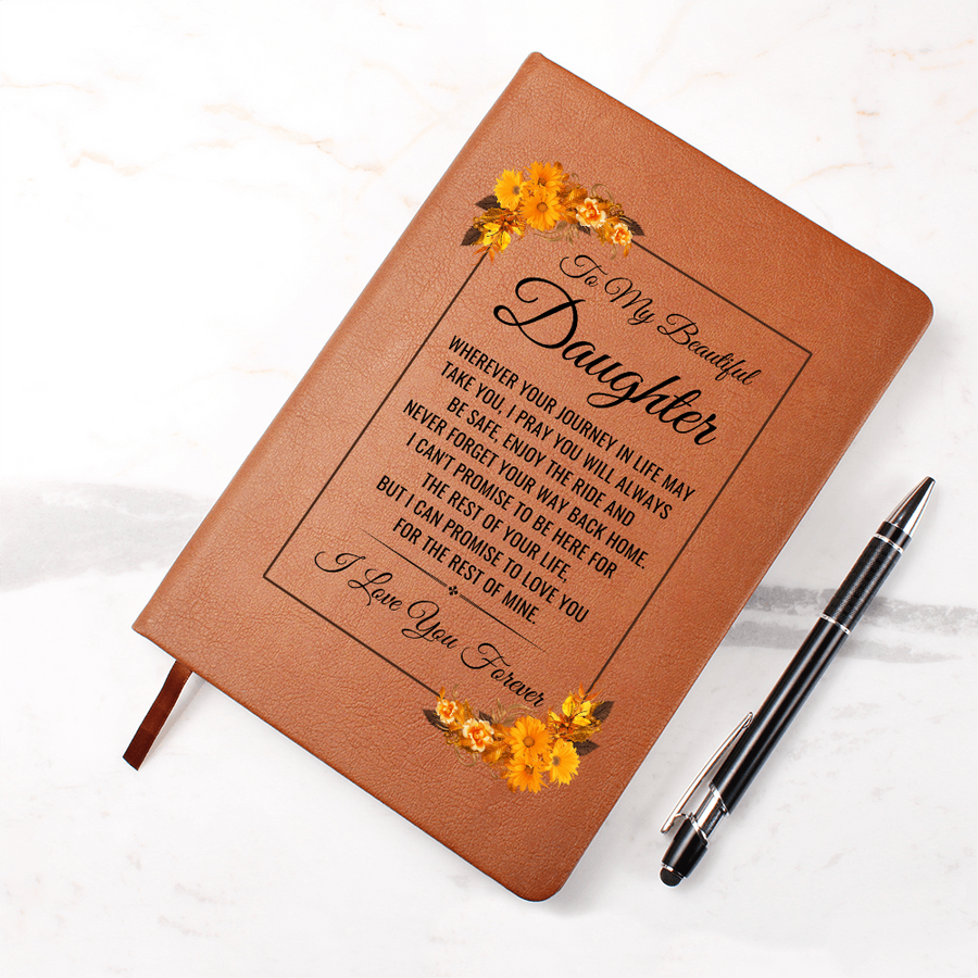To My Daughter Journal – Leather Gift from Mom or Dad, Lined Notebook for Birthday or Graduation