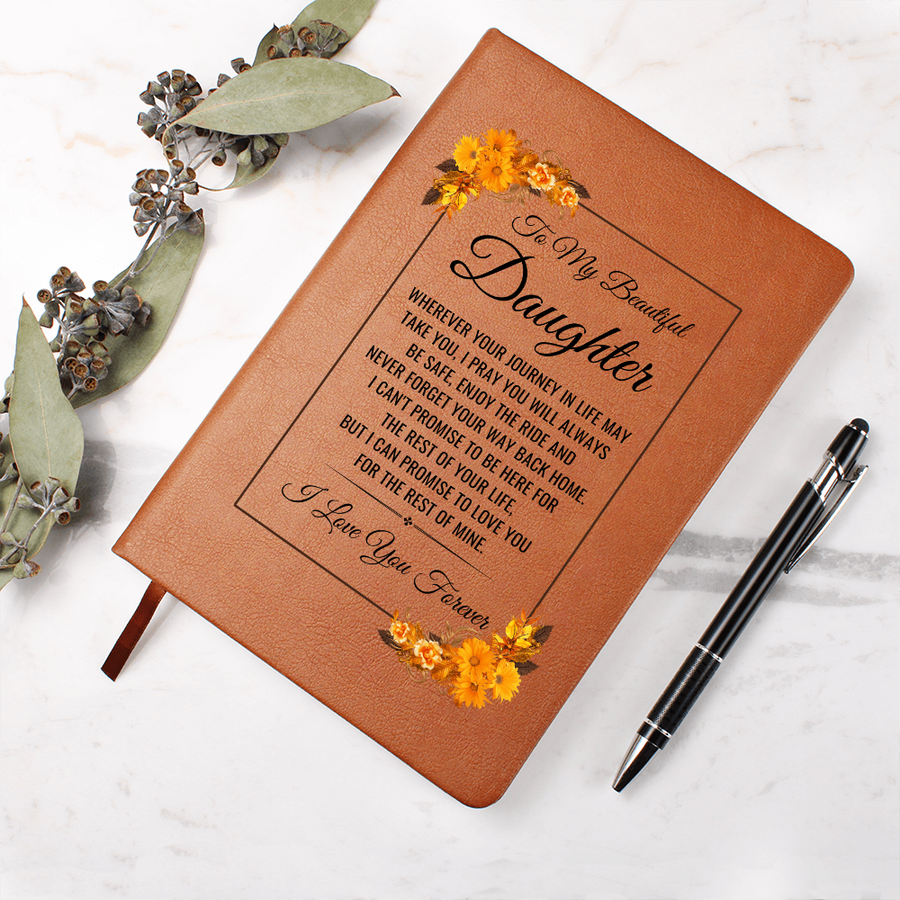 To My Daughter Journal – Leather Gift from Mom or Dad, Lined Notebook for Birthday or Graduation