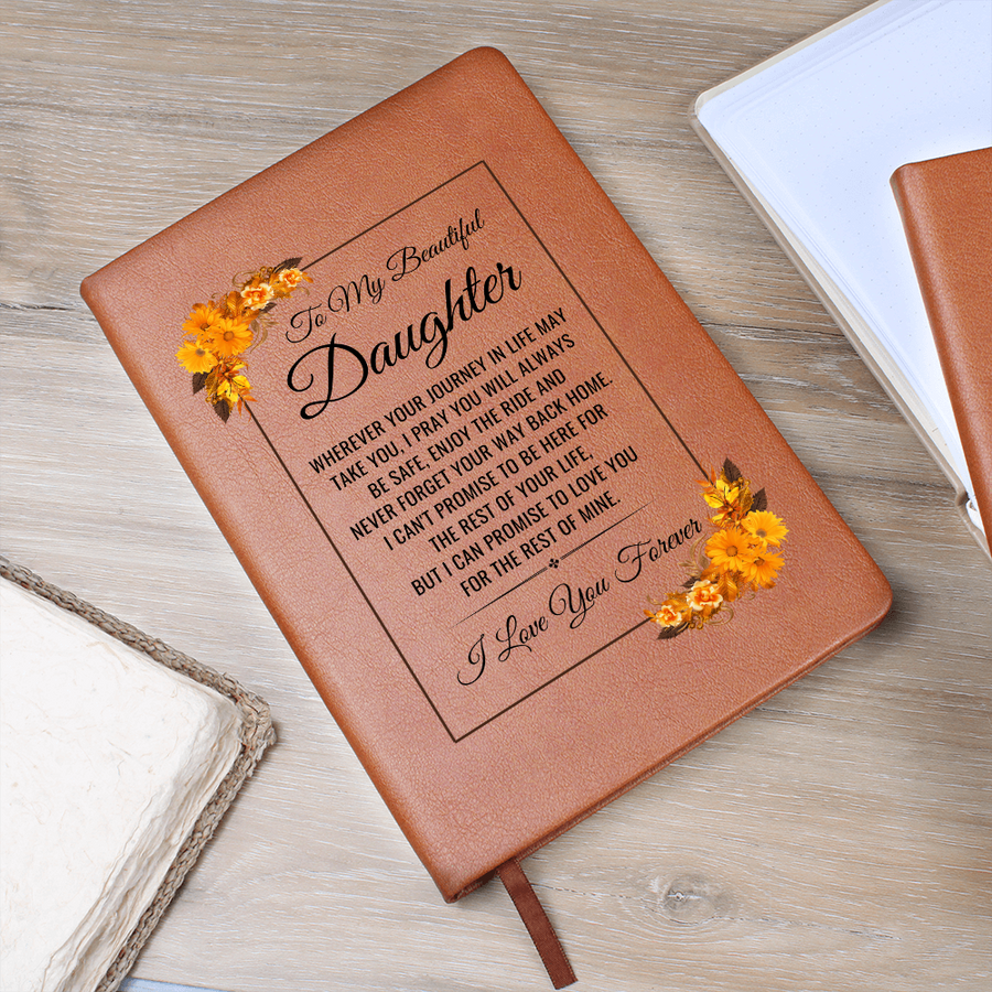 To My Daughter Journal – Leather Gift from Mom or Dad, Lined Notebook for Birthday or Graduation