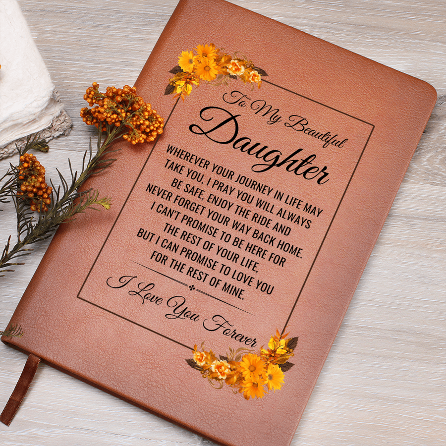 To My Daughter Journal – Leather Gift from Mom or Dad, Lined Notebook for Birthday or Graduation