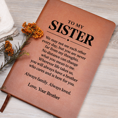 Load image into Gallery viewer, To My Sister Journal from Brother - Close at Heart | Vegan Leather Gift
