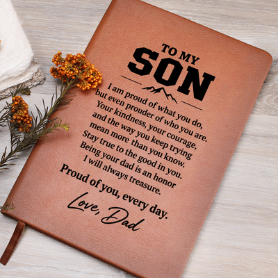 Load image into Gallery viewer, To My Son Journal from Dad - Proud of Your Heart | Vegan Leather Gift
