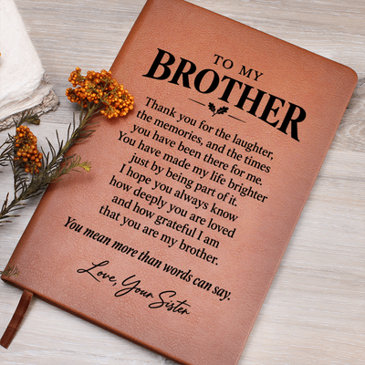 Load image into Gallery viewer, To My Brother Journal from Sister - Grateful for You | Sentimental Leather Gift
