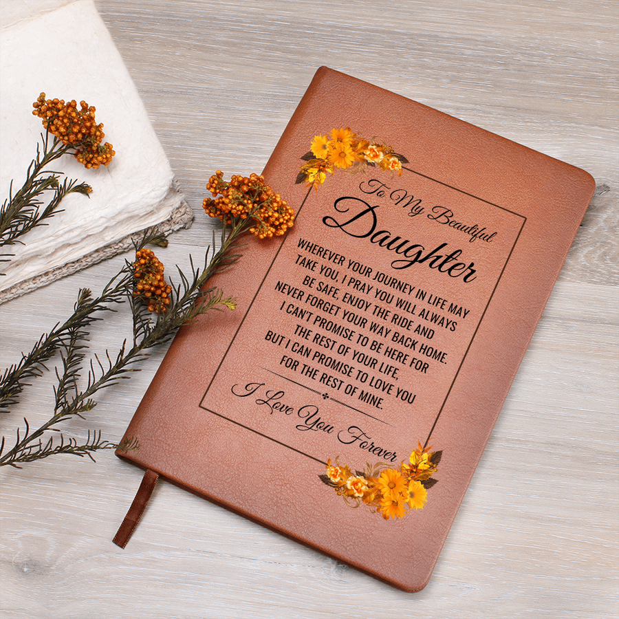 To My Daughter Journal – Leather Gift from Mom or Dad, Lined Notebook for Birthday or Graduation