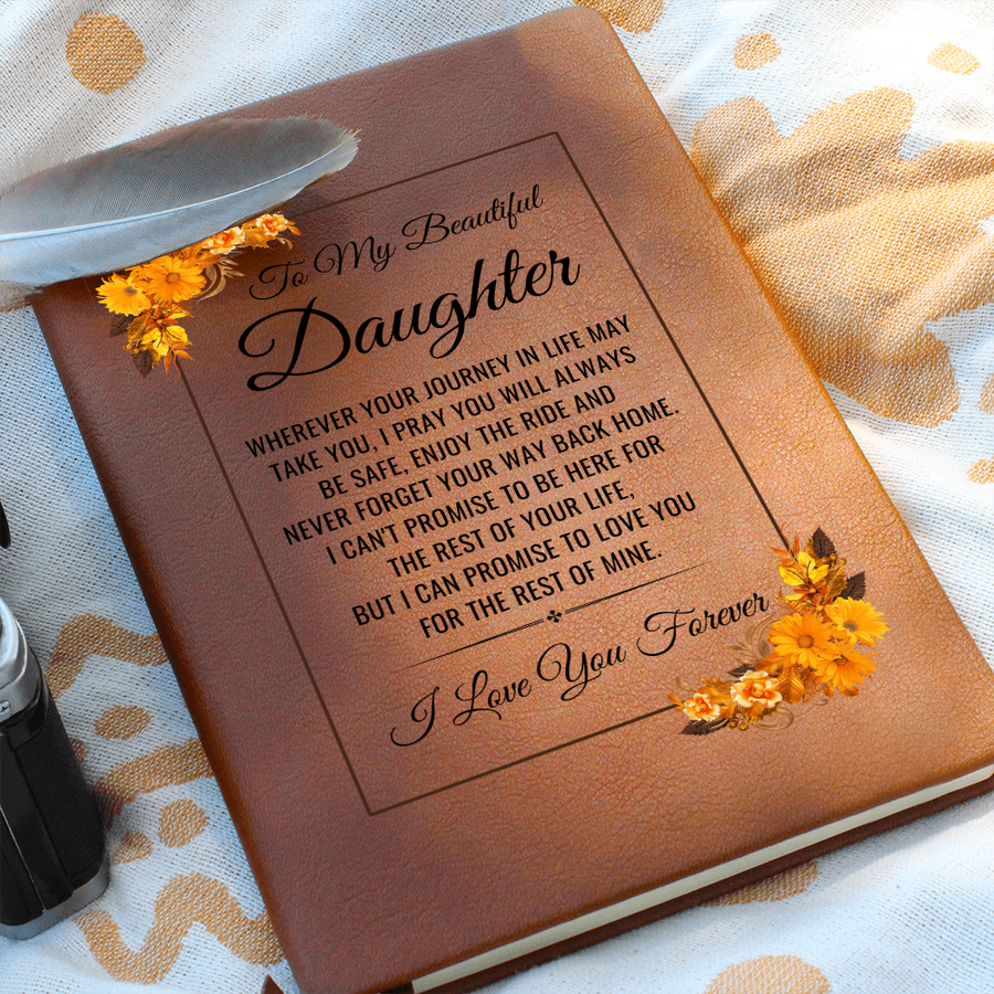 To My Daughter Journal – Leather Gift from Mom or Dad, Lined Notebook for Birthday or Graduation