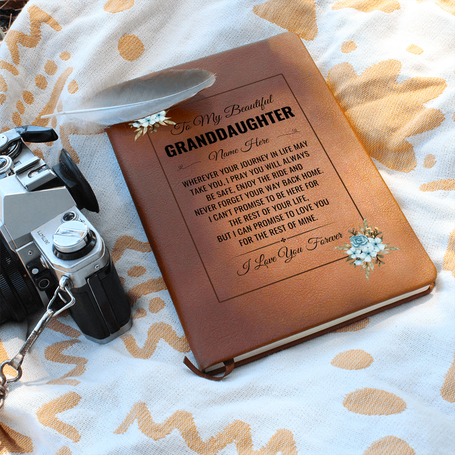 To My Granddaughter Birthday Gifts – Personalized Leather Journal Keepsake for Granddaughter
