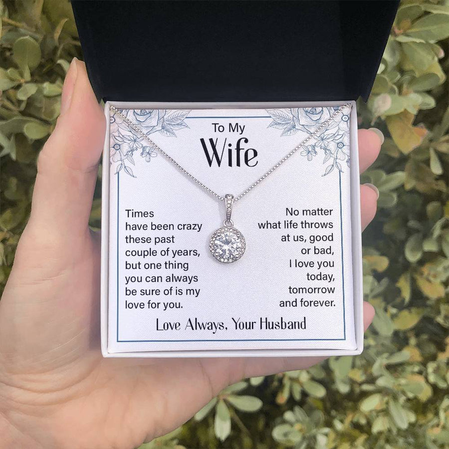 Silver to My Wife Necklace from Husband Christmas Necklace for Wife, Birthday Necklace for Wife Gold