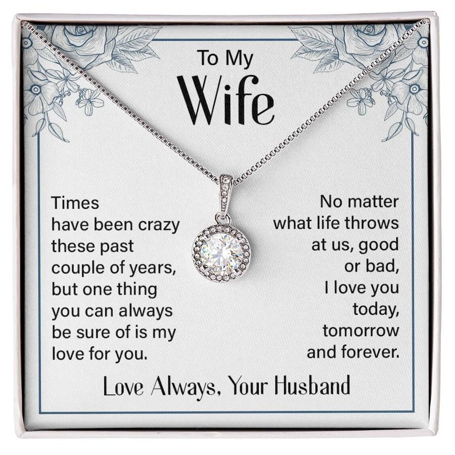 Silver to My Wife Necklace from Husband Christmas Necklace for Wife, Birthday Necklace for Wife Gold