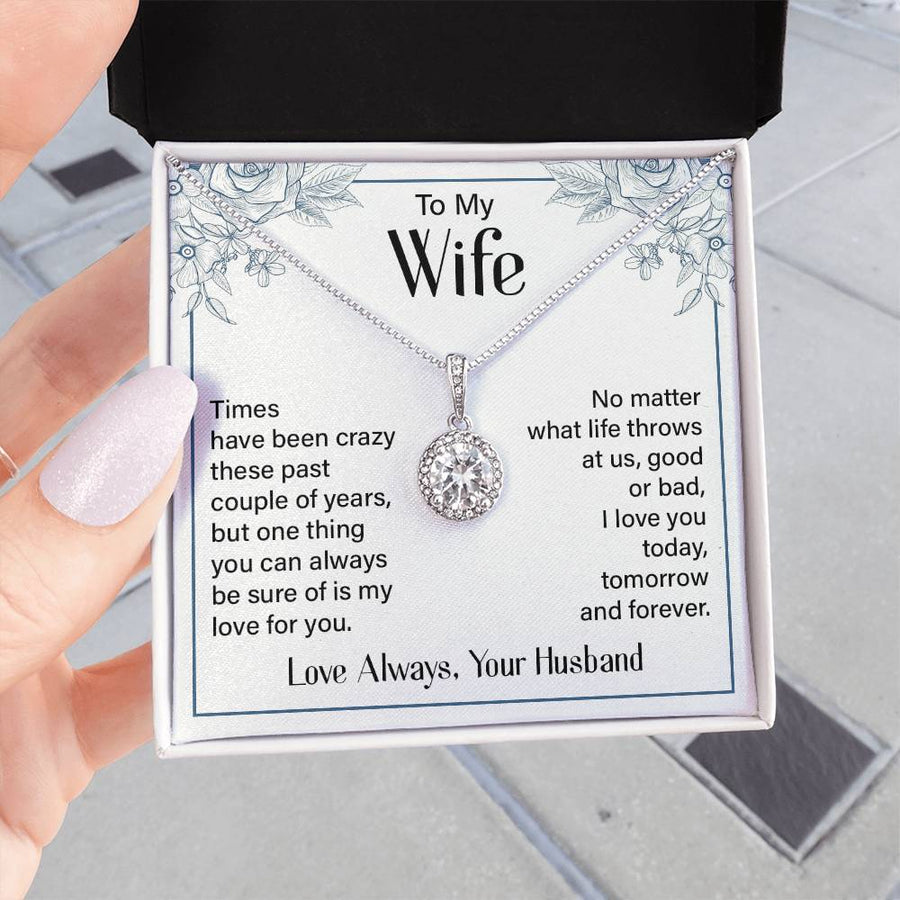 Silver to My Wife Necklace from Husband Christmas Necklace for Wife, Birthday Necklace for Wife Gold