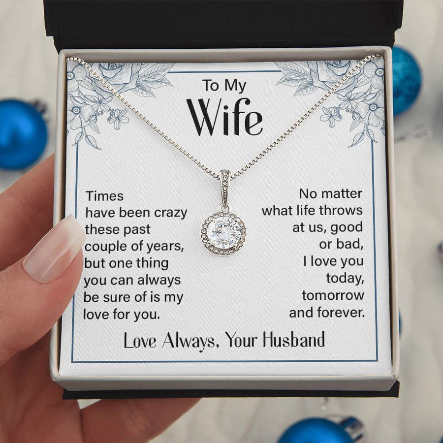 Silver to My Wife Necklace from Husband Christmas Necklace for Wife, Birthday Necklace for Wife Gold