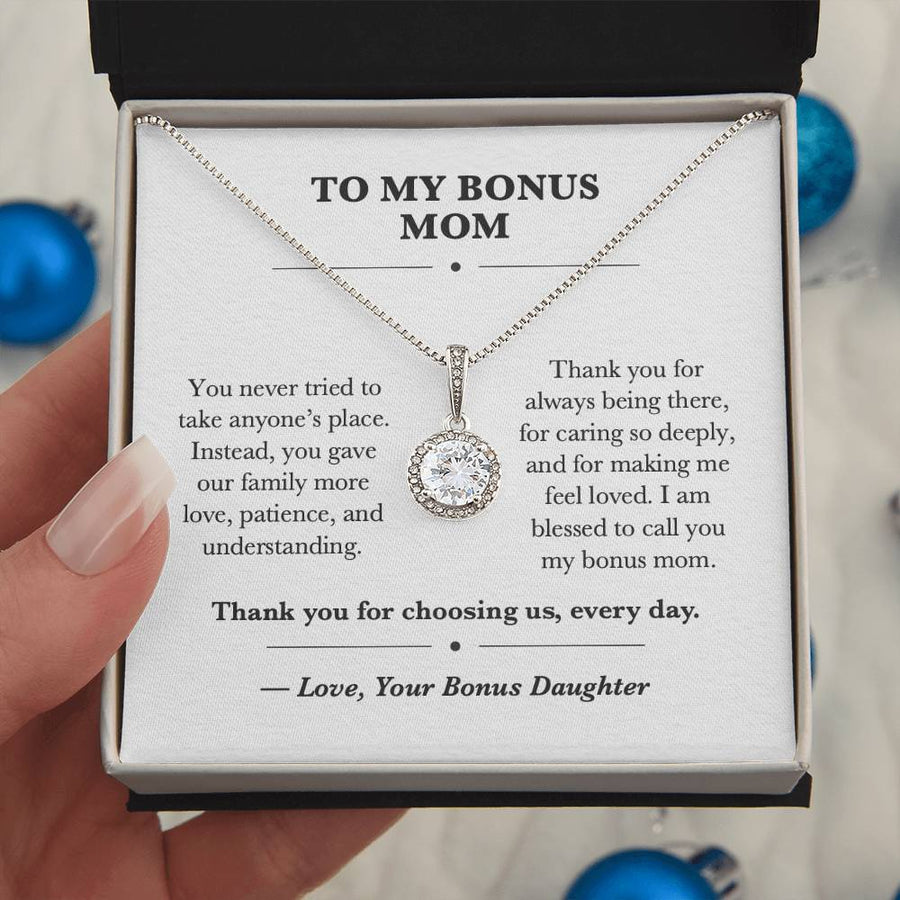 To My Bonus Mom Eternal Hope Necklace Gift from Bonus Daughter
