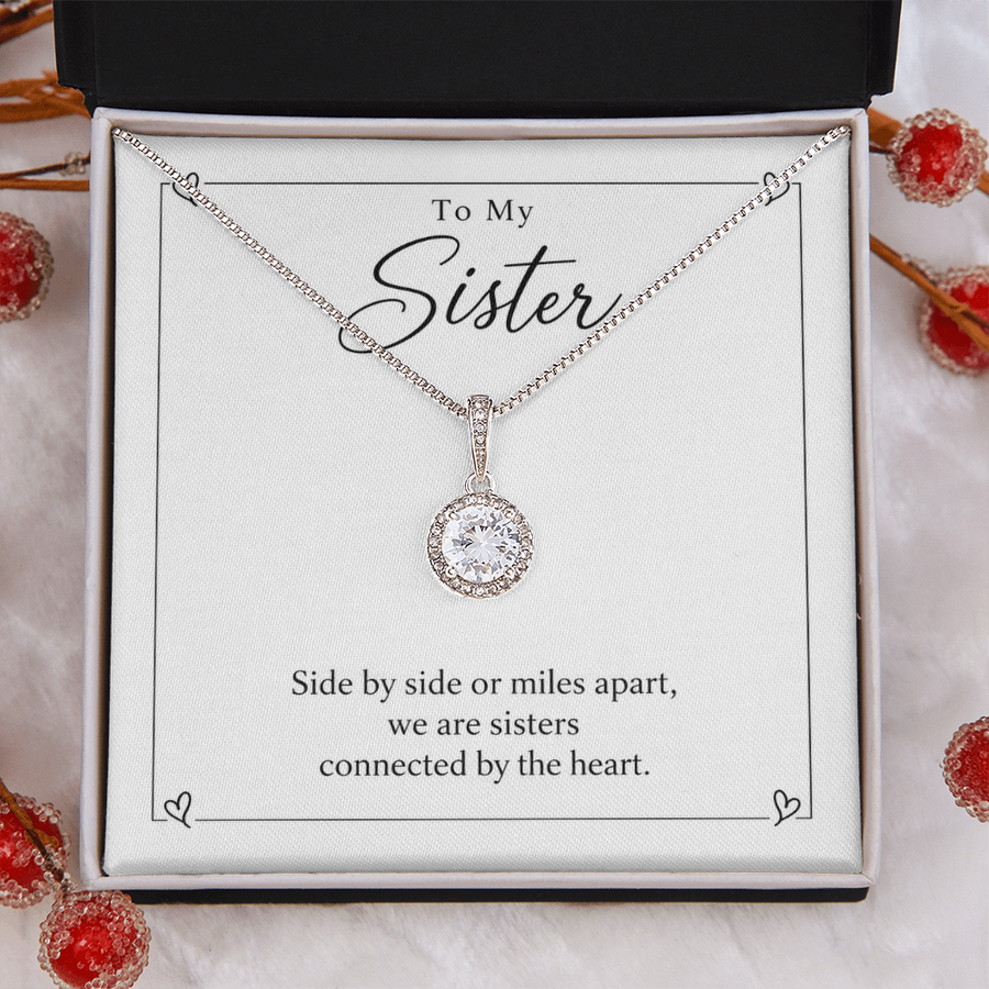 To My Sister - Connected by the Heart Eternal Hope Necklace Gift