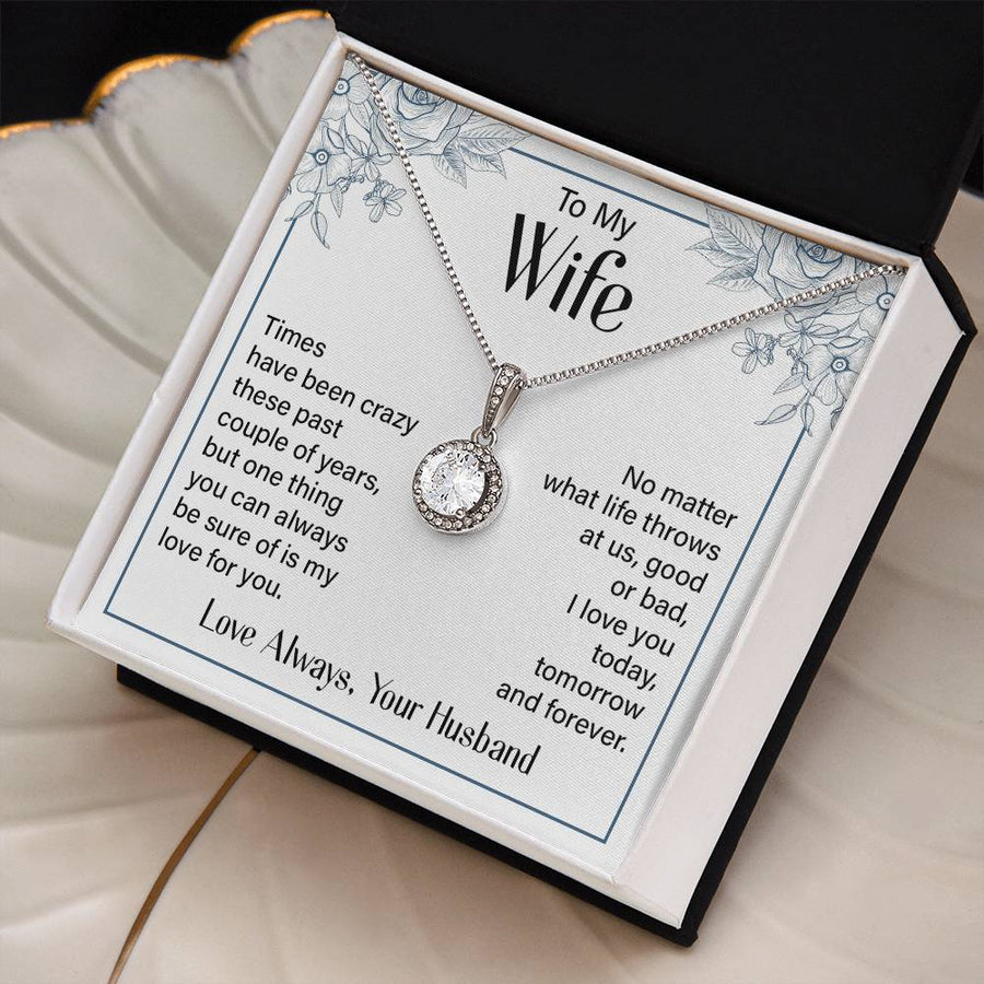 Silver to My Wife Necklace from Husband Christmas Necklace for Wife, Birthday Necklace for Wife Gold