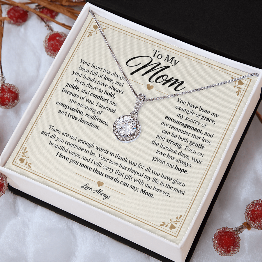 To My Mom - I Love You More Than Words Eternal Hope Necklace Gift
