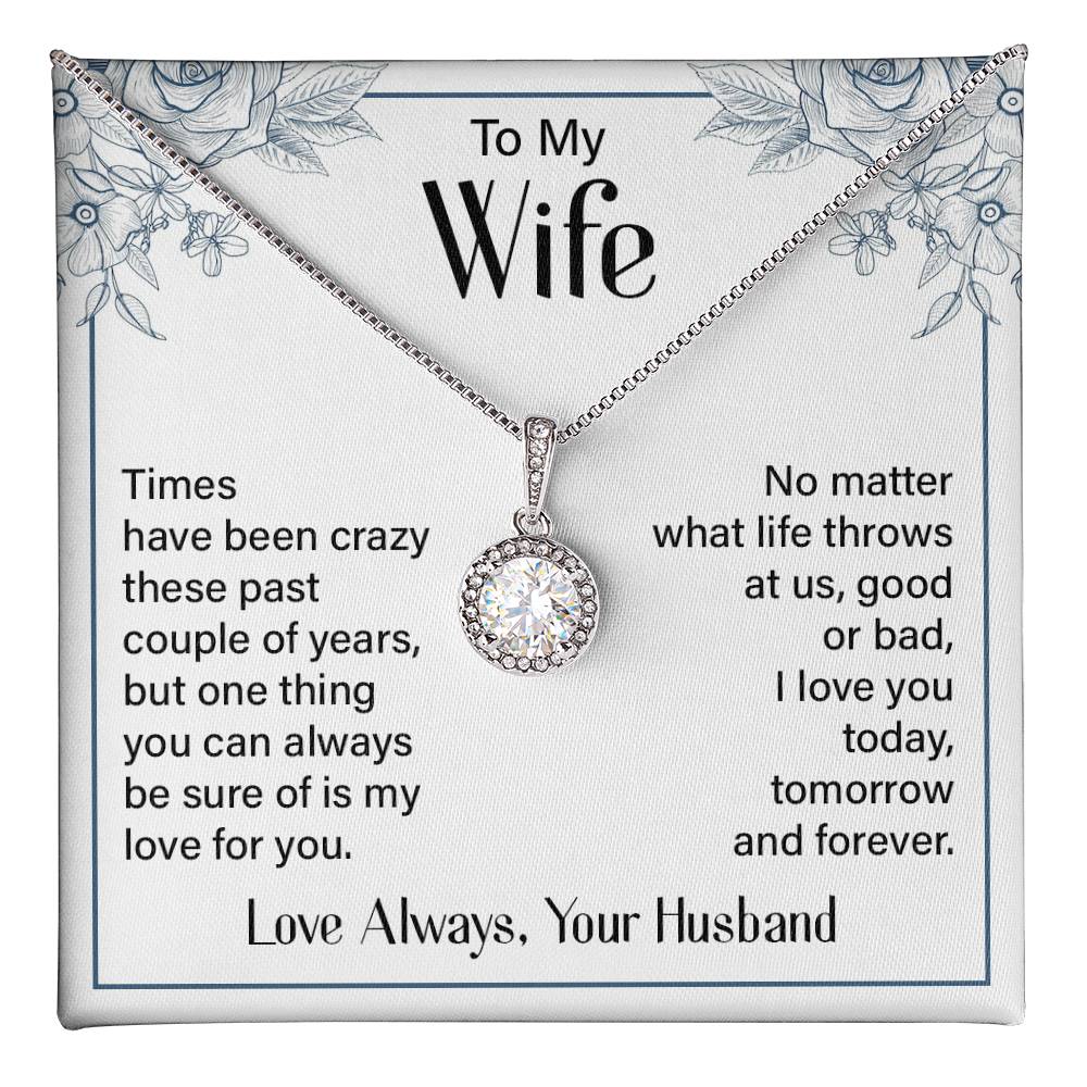 Silver to My Wife Necklace from Husband Christmas Necklace for Wife, Birthday Necklace for Wife Gold