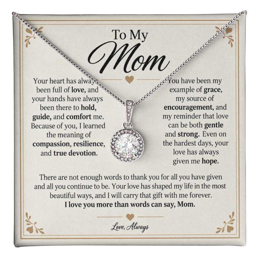 To My Mom - I Love You More Than Words Eternal Hope Necklace Gift