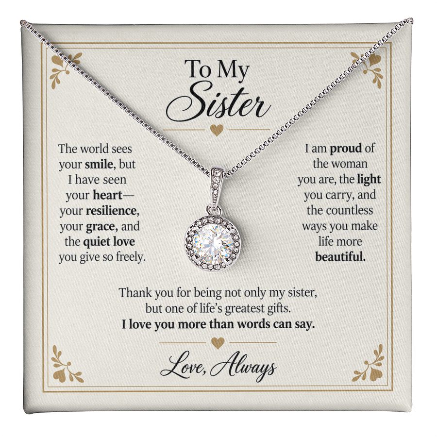 To My Sister - I Love You More Than Words Eternal Hope Necklace Gift