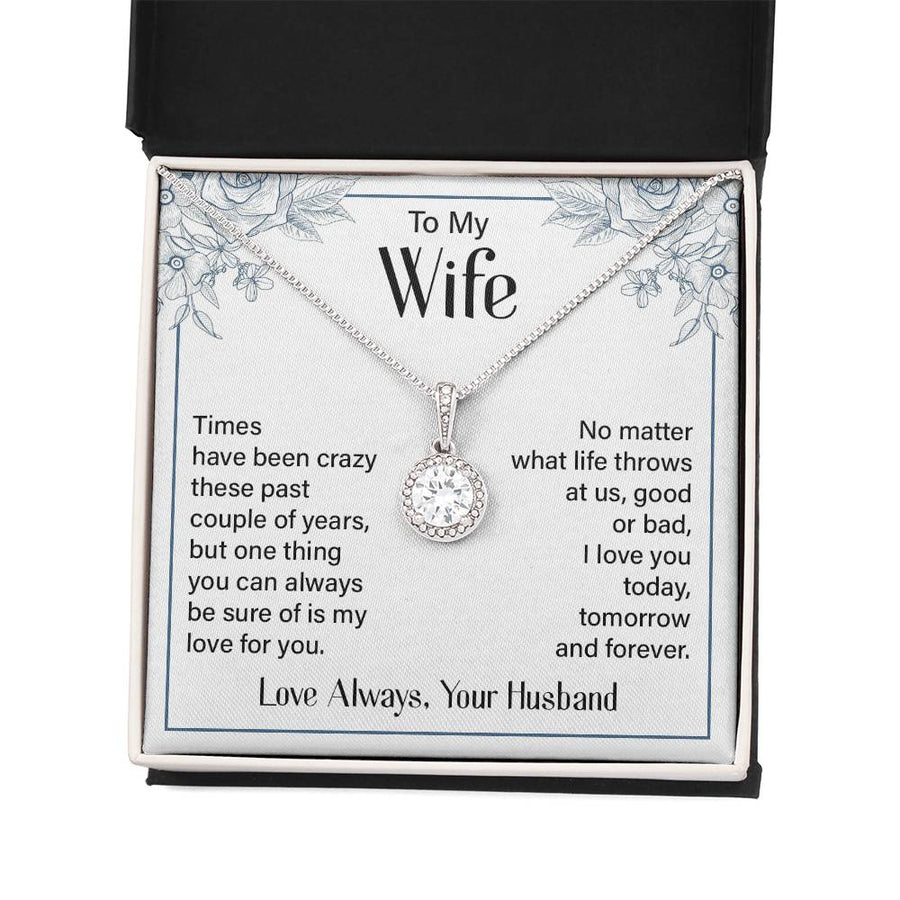 Silver to My Wife Necklace from Husband Christmas Necklace for Wife, Birthday Necklace for Wife Gold