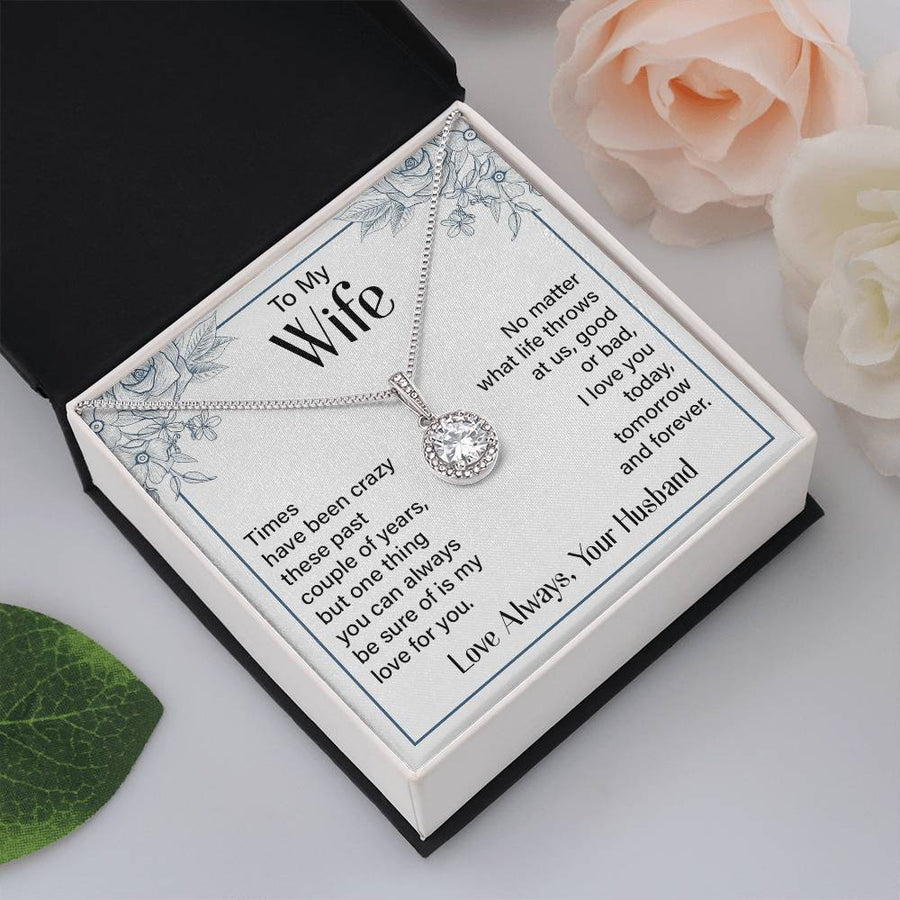 Silver to My Wife Necklace from Husband Christmas Necklace for Wife, Birthday Necklace for Wife Gold