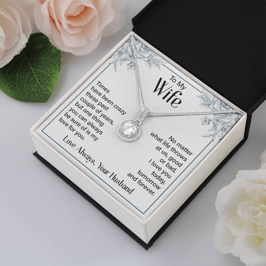 Silver to My Wife Necklace from Husband Christmas Necklace for Wife, Birthday Necklace for Wife Gold