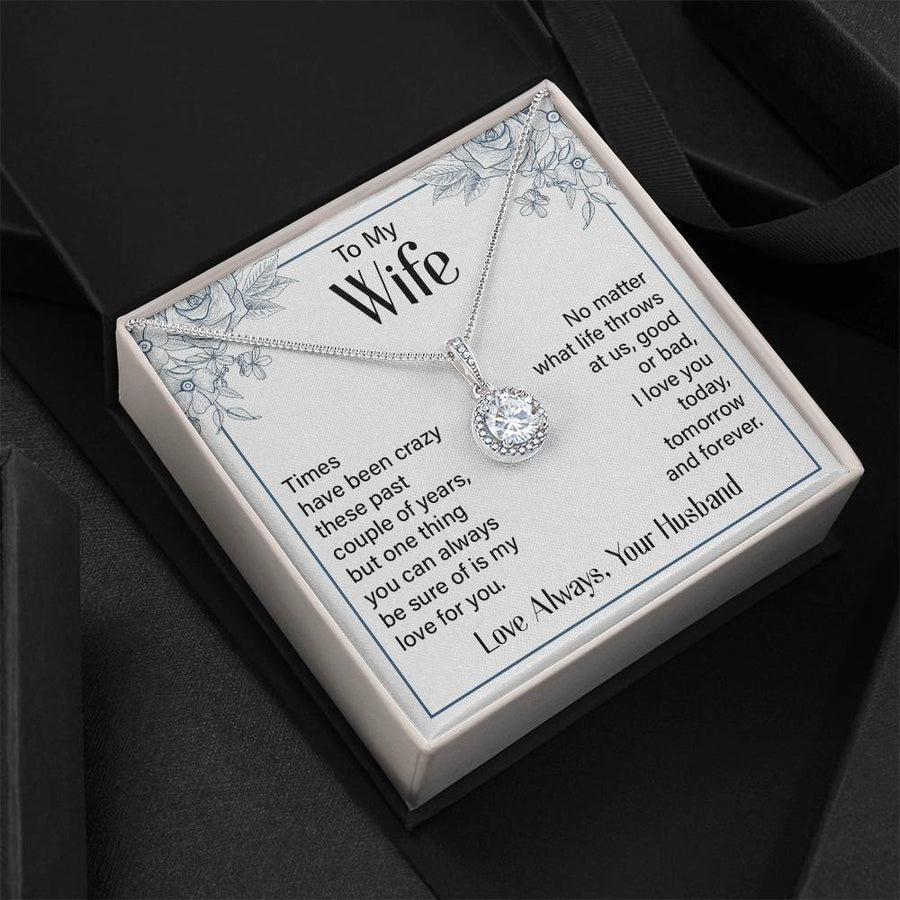 Silver to My Wife Necklace from Husband Christmas Necklace for Wife, Birthday Necklace for Wife Gold